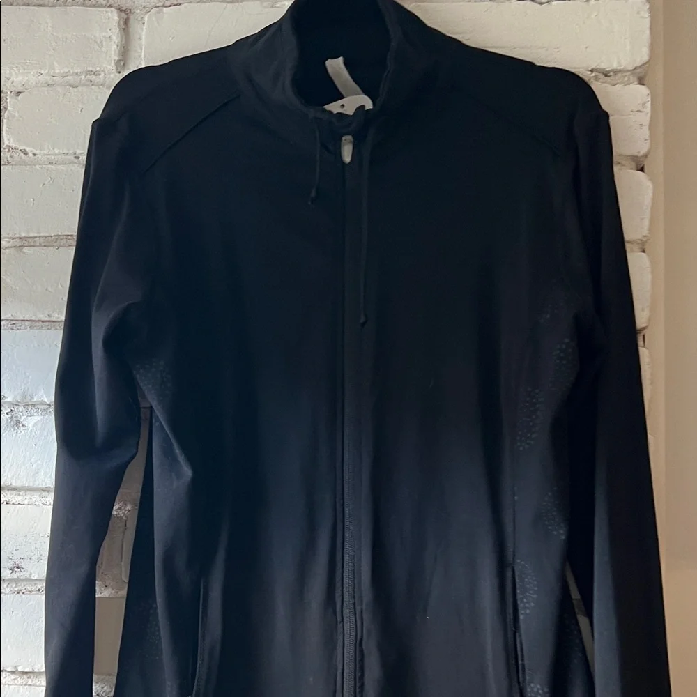 Black Women's Zip-Front Jacket funnel neck athletic jacket - Picture 3 of 11